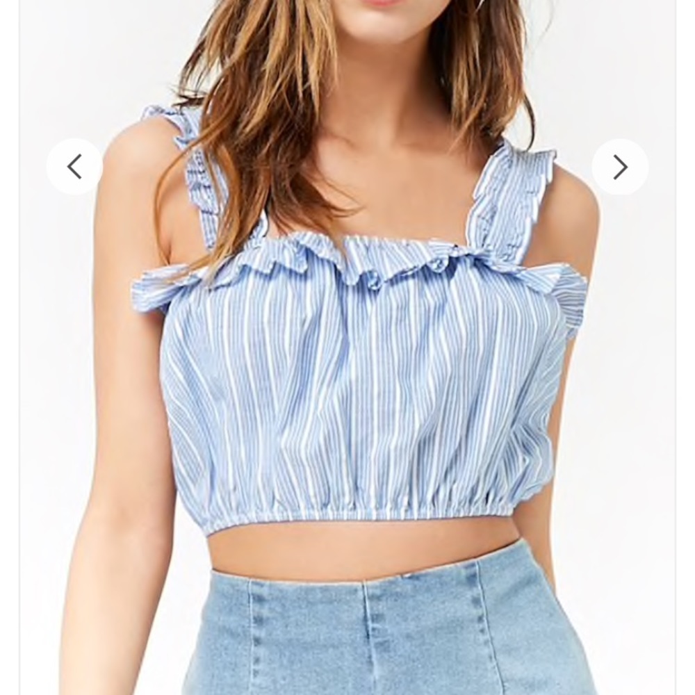 Forever 21 blue/white stripe crop top